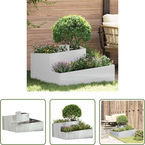 Pot métallique -  Cache-pot de jardin Argent 80 x 80 x 50 cm Acier galvanisé (1/5)