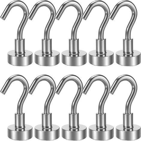 Crochets magnétiques professionnels – 12 pièces avec aimants néodyme haute puissance (5,5 kg/piece), fixation solide sur surfaces métalliques (1/5)
