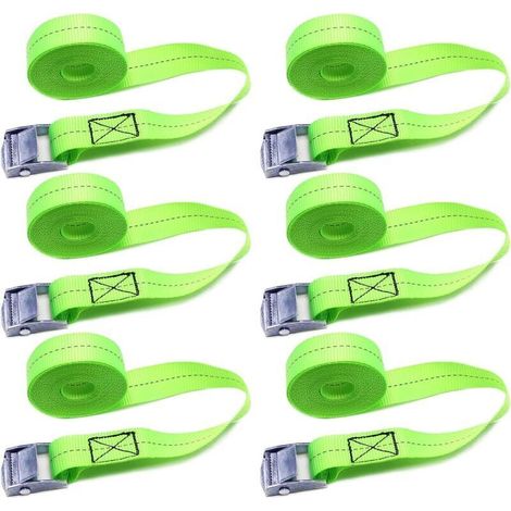 Lot de 1 m x 25 mm Attache de sangle à cliquet avec boucle de serrage Sangles d'arrimage à coudre pour barres de toit Sangles d'arrimage pour vans voitures vélos (vert)
