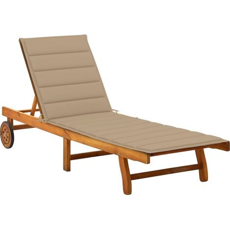 Lettino prendisole sdraio lettino da giardino arredo esterno per patio 200 cm con cuscino legno massello di acacia 020012410