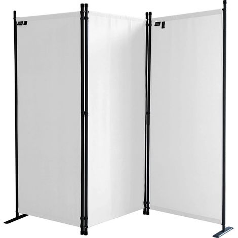 Paravent 3 Teilig 170 x 165 cm Stoff Raumteiler Trennwand Balkon Sichtschutz Stellwand Faltbar Weiß (1/5)