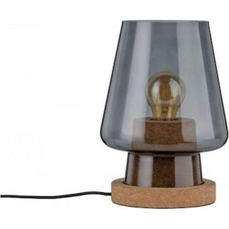 79736 NEORDIC IBEN LAMPE DE TABLE, MAX. 1X20W, E27, VERRE FUMÉ LIÈGE, 230V, VERRE/LIÈGE 797.36 (1/5)