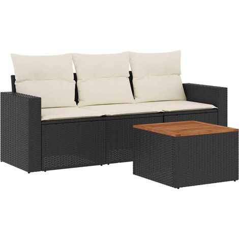 Set Divani da Giardino 4 pz con Cuscini Nero in Polyrattan vidaXL (1/5)