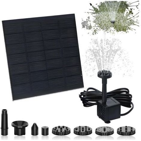 Fontaine Solaire Extérieur 1.5W, Solaire Flottant Extérieur 200 L/H, Flottante Pompe Bassin Solaire avec 6 Buses, Fontaine Pompe Bassin Solaire, Pompe à eau solaire pour Jardin/Étang