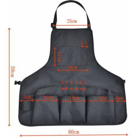 (noir) Tablier de Jardinage Tablier Jardinier en Tablier de Travail en Tablier de Protection Réglable pour Outils de Jardin