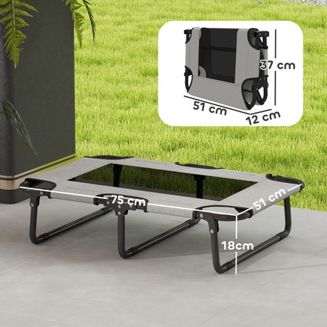 Erhöhtes Hundebett klappbar Haustierbett, Outdoor Hundeliege mit Netzdesign Hellgrau Oxford 75 x 51 x 18 cm (1/5)