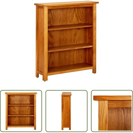 vidaXL Bücherregal 3 Fächer - Bücherregal 3 Fächer 70x22,5x82 cm Massivholz Eiche (1/5)