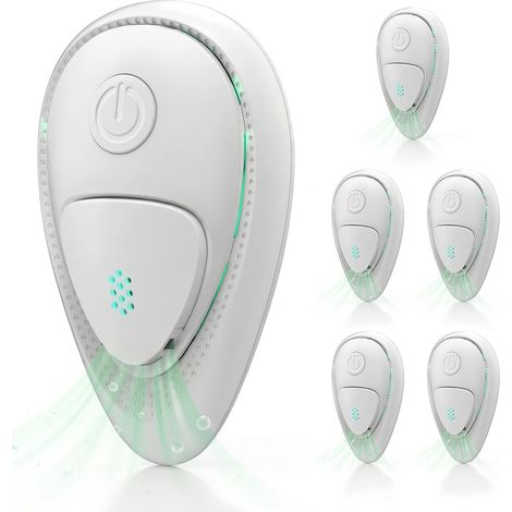 Purificateur d'air ioniseur compact blanc à 5 pièces, silencieux et portable, pour chambre à coucher, contre les odeurs d'animaux, la fumée et la poussière. (1/5)