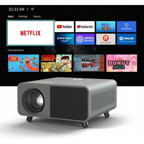 Vidéoprojecteur Full HD 1920x1080p – Luminosité 550 Ansi Lumen – WiFi 2,4/5 GHz – Autofocus et Autokeystone 4D