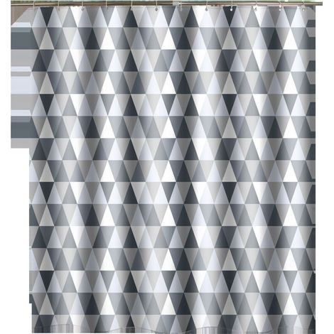 Shower Curtain, Shower Curtain 180x180 cm, Machine Washable Polyester Shower Curtains with Weighted Bottom Hem and 12 Hooks, Bath Curtain for Bathroom, Triangle Pattern (1/4)