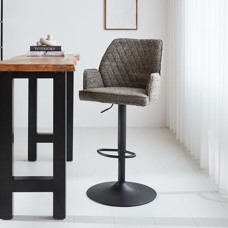 Tabouret de bar hauteur réglable Novan chenille gris foncé (1/5)