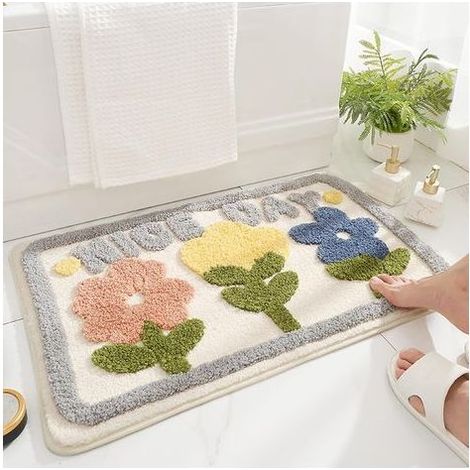 Tapis de Bain Antidérapant, Tapis Salle de Bain Moelleux en Microfibre, Tapis de Douche Absorbant Lavable en Machine pour Salle de Bain, Cuisine (1/5)