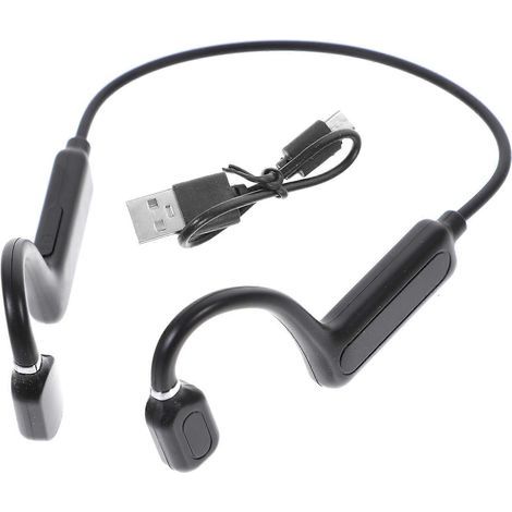 Wiederaufladbare, kabellose Knochenleitungskopfhörer mit Stereo-Design und offenen Ohren – 12 x 15 cm – Schwarz (1/4)