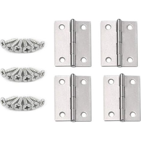 Cerniere per mobili in acciaio inox, cerniere per porte e armadi con viti di fissaggio, 25 x 24 x 8 mm (1 pollice), set da 4 per applicazioni durevoli (1/5)