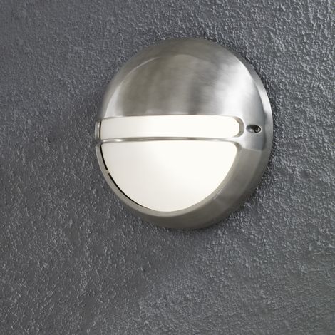 Plafón exterior redondo Konstsmide aluminio inox IP44
