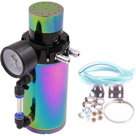 Réservoir de récupération d'huile moteur en aluminium SPSLD, réservoir de reniflard, manomètre de pression de vide, réservoir de récupération d'huile, style automobile JDM