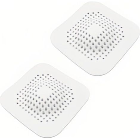 Filtre à cheveux pour baignoire et évier en silicone 2 pièces avec ventouse Pour salle de bain et cuisine Blanc