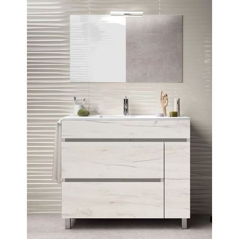 Conjunto de Baño Caprera 2 cajones y una puerta - 7 colores distintos -15 medidas - incluye mueble, lavabo y espejo - Blanco nórdico 50 x 40 cm (1/3)