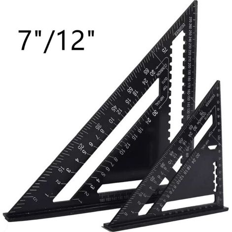 Equerre Menuisier Multifonctions 18cm et 30cm, Triangle Règle d'Angle Rapporteur Outil de Mesure Charpentier 7"/12"