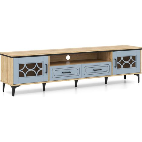Mobile TV 180,5 x 35 x 46 cm con contenitore versatile fascino country legno grigio-blu 200018029
