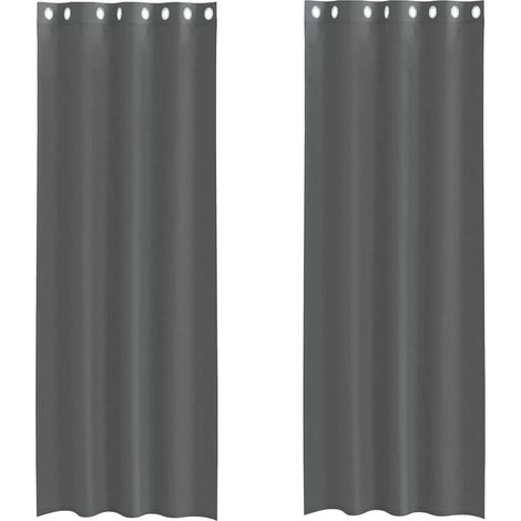 Maison Exclusive - Voile Vorhänge mit Ösen 2 Stk. Dunkelgrau 140x (1/5)