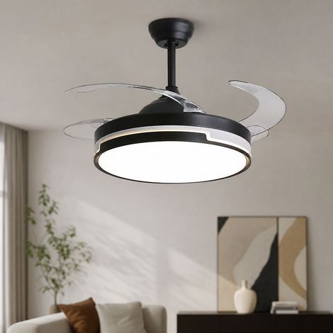 Ventilateur de plafond avec lumière LED 102cm, moteur silencieux en cuivre, télécommande, variateur intensité et couleur, idéal salon (1/5)