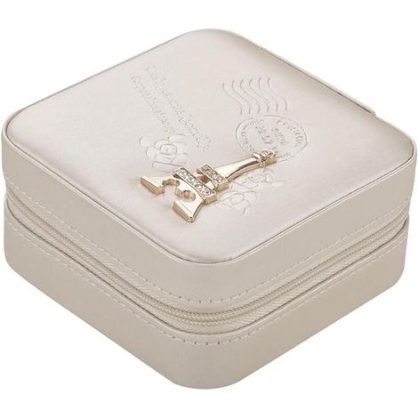 YMYNY Mini-Schmuckkästchen mit zwei Schichten, tragbare Schmuckschatulle mit Spiegel für Ringe, Ohrringe, Halsketten, Lippenstifte, ideales Geschenk (1/4)