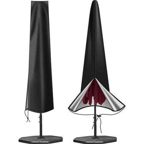Sonnenschirmhülle, doppellagig, wasserdicht, UV-beständig, robustes 210D Oxford-Gewebe, Schutzhülle für Sonnenschirm mit Reißverschluss (190×30×50cm, schwarz) (1/4)