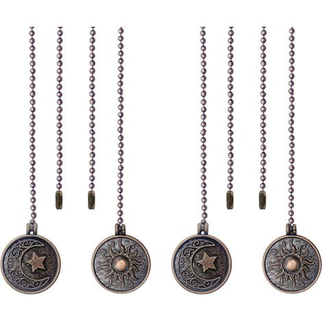 Juego de 4 cadenas para ventilador de techo, con diseño de sol y luna. (1/4)
