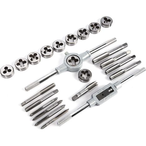 Coffret de 24 tarauds et filières filetés, outil industriel manuel, quincaillerie en fer (1/5)