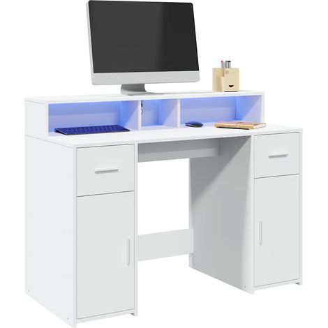 Escritorio con luz LED madera ingeniería 120x55x91 cm (1/5)