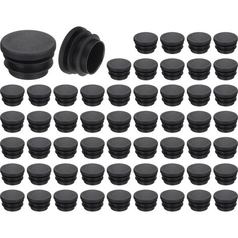 Runde Rohrkappen – 56 Stück – Schwarzer PE-Kunststoff – Rutschfest – Für Möbel- und Stuhlbeine – 25 mm (1/5)