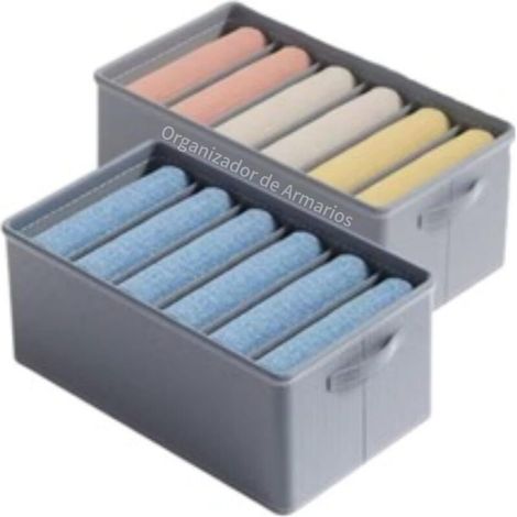 Lot de 2 organisateurs de rangement pliables pour vêtements, jeans, t-shirts, 6 pièces (1/4)
