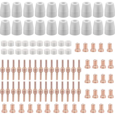 100 Pièces PT31 Consommables Plasma Decoupeur Plasma Parkside Cut 30 40 50 Consommables de Découpeuse Accessoire Decoupeur Electrode Tip Buse (1/5)