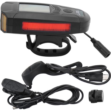 Lampe torche USB pour vélo avec indicateur de batterie et klaxon LED, noir (1/5)
