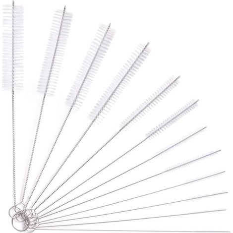 12pcs Tube Brosse de Nettoyage, Brosse de Nettoyage Tube pour Bouteille en Verre Bébé Biberon Bouilloire Clavier, Tuyau Brosses de Nettoyage (1/4)