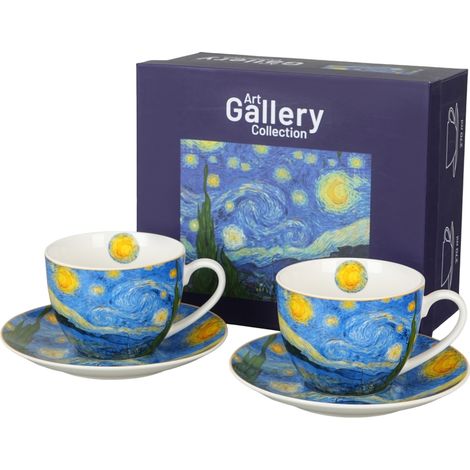 Set di 2 tazze e piattini da 270 ml, Notte stellata, Vincent van Gogh (1/5)