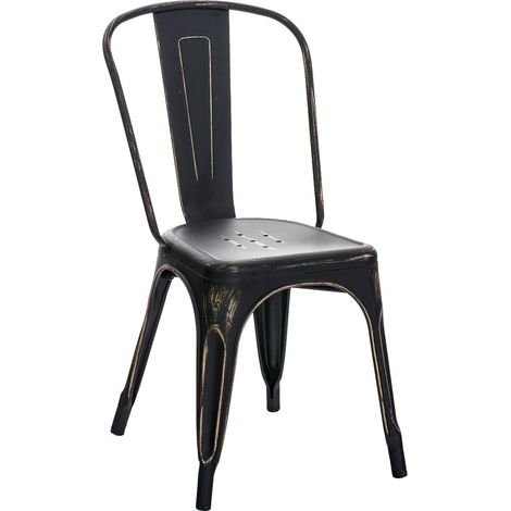 Silla de cocina comedor apilable de estilo industrial en metal negro envejecido 100000041 (1/5)