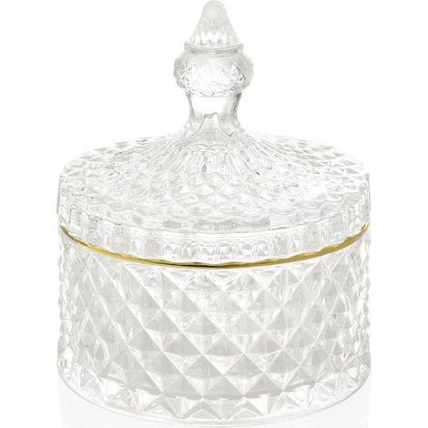 Boîte Rangement Salle de Bain Verre et Or (1/3)