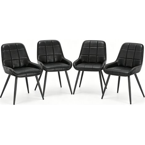 Set di 4 sedie da pranzo imbottite in similpelle nera con gambe in metallo 81,5 cm MODENUIT (1/5)