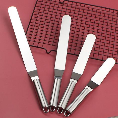 lot De 4spatule Patisserie Angles, Spatule Palette En Acier Inoxydable, Dcorative Pour Le Glaage Du Gteau, Des Cupcakes Et Des Ptisseries (1/5)
