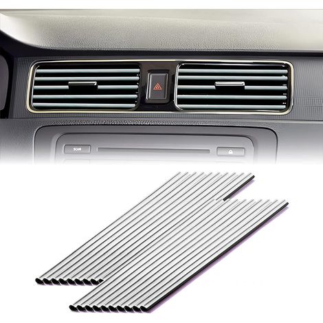 20 Stück PVC-Autoinnenausstattung, 20 cm gerade Autoinnenlüftungsöffnungen für alle Autoteilezubehörteile (Silber) (1/5)