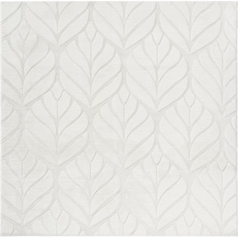Alfombra de pelo sintético de conejo peluda con motivo de hojas 160 x 160 cm cuadrado blanco crema Mitchell (1/5)