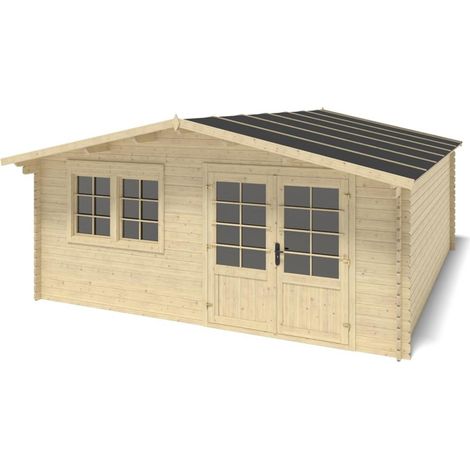 Casetta da giardino in legno - 25.00m2 - 5.00x5.00m - 34mm - colore: naturale - DOM722 (1/5)