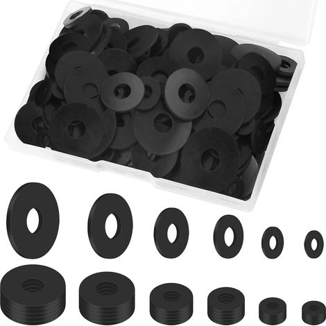 150 PCS Rondelle Caoutchouc Entretoise Rondelle Plastique, Joint Caoutchouc Plat Entretoise Plastique, M5 M6 M8 M10 Rondelles en Nylon pour Connexions électriques aux Appareils (1/5)