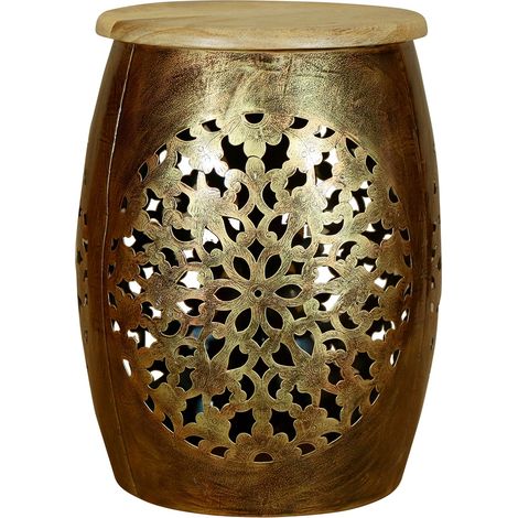 Signes Grimalt Mesa Auxiliar Muebles  Taburete Mueble Auxiliar Dorado 33x33x43cm 30534