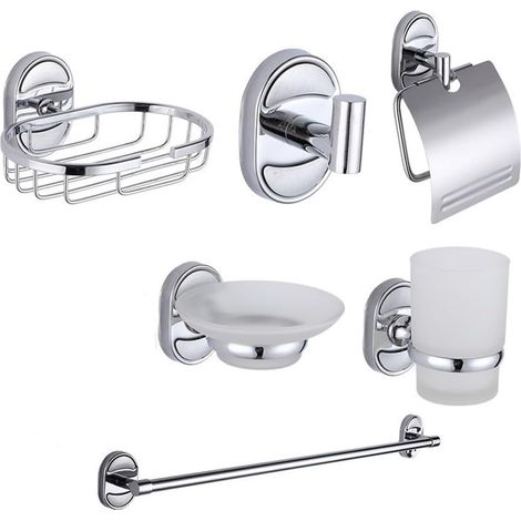 Hanging Set with Towel Ring and Tissue Holder Stainless (1/4)