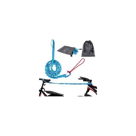 Corde de remorquage de vélo pour enfants, 3 m, auto-rétractable, élastique, sangle de remorquage, pour enfants, vélo, VTT ou VTT, bleu