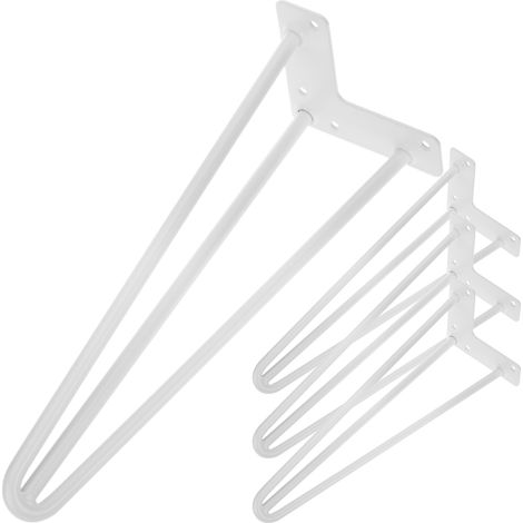 Pieds de table en acier 3 tiges 41 cm blanc – Lot de 4 – Fixation facile sur surfaces planes – Charge max 150 kg – Primematik (1/5)