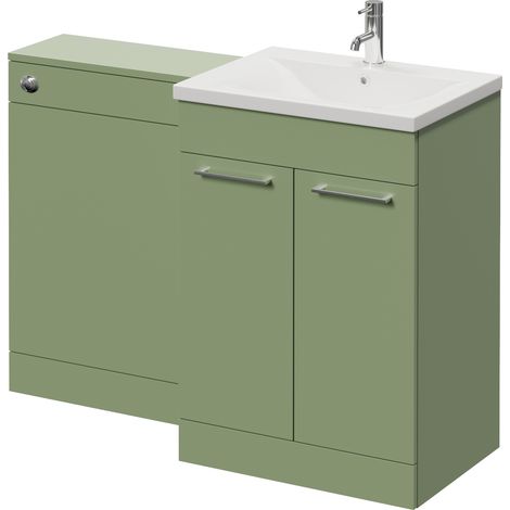 Napoli 460 Cento Olive Green 1200mm 2 Door Vanity Unit Toilet Suite with Glide Basin - 1200mm - Chrome 160mm HandleWithout Kingston Toilet Pan